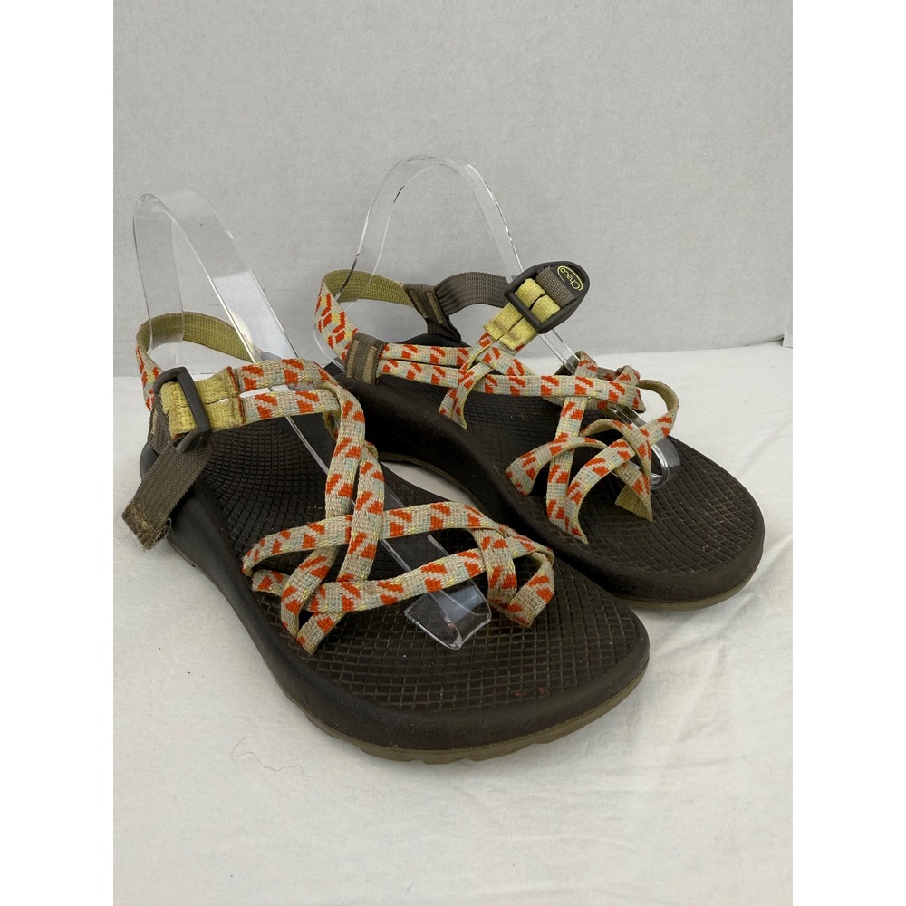 Chaco Z Cloud 2 Womens 8 Brown Orange Geometric Double Strap Toe Loop Sandals